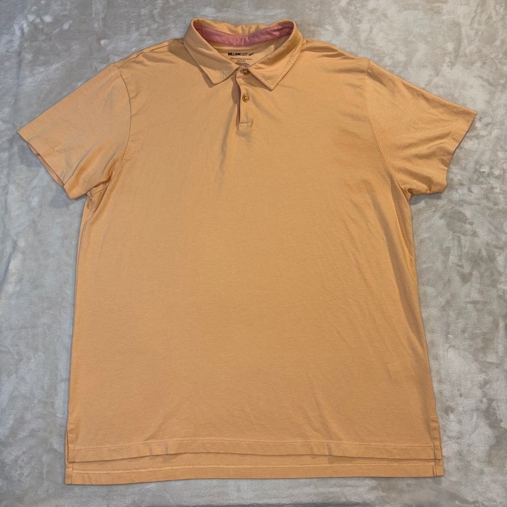 William Rast Mens Peach Orange Pima Cotton Blend Short Sleeve Polo Shirt XL